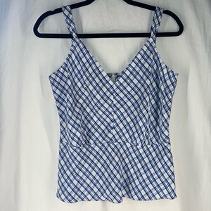 Lewit Blue & White Peplum Tank Sz M